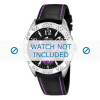 Lotus watch strap L15681-4 Leather Black 21mm + purple stitching