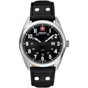 Watch strap Swiss Military Hanowa 06-4181.04.007 Leather Black 22mm