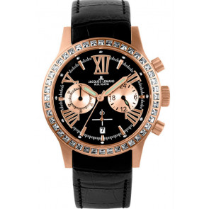 Jacques Lemans watch strap 1-1527 / ZW Leather Black 21mm + black stitching