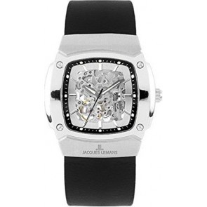 Watch strap Jacques Lemans 1379A Leather Black 23mm