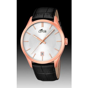 Lotus watch strap 18113-3 Leather Black + black stitching