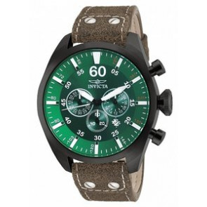 Invicta watch strap 19670.01 Leather Brown 24mm + white stitching