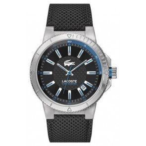 Lacoste watch strap 2010676 / LC-67-1-14-2409 Leather Black 18mm + black stitching