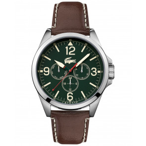 Lacoste watch strap 2010806 / 2010805 / LC-52-1-14-2599 Leather Brown 22mm + white stitching