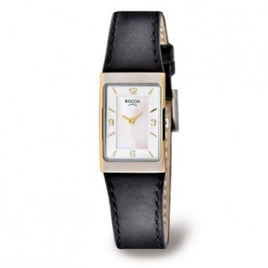 Boccia watch strap 3186-03 Leather Black + black stitching