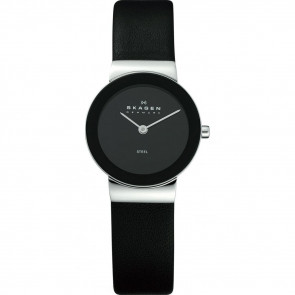 Watch strap Skagen 358SSLB Leather Black 14mm