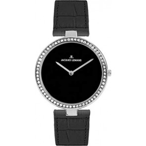 Watch strap Jacques Lemans 1-1407-ZW Leather Black 20mm