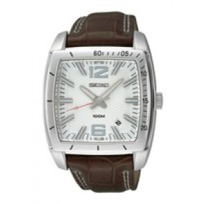 Seiko watch strap 7N42-0EA0-SGEE21P1 Leather Brown + white stitching