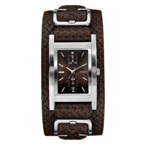 Guess watch strap 85553G1 Leather Brown 24mm + brown stitching