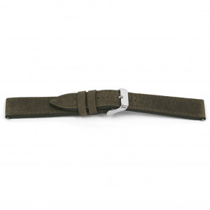 Watch strap Universal I864 Leather Olive green 24mm