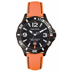 Nautica watch strap A13026G Leather Orange 20mm + black stitching