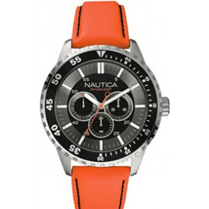 Watch strap Nautica A13503G Leather Orange 22mm