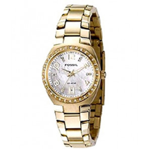 Watch strap Fossil AM4219 Steel Gold Toned 18mm