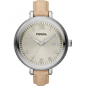 Watch strap Fossil AM4391 Leather Beige 12mm