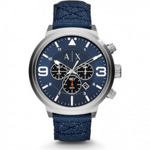 Watch strap Armani Exchange AX1373 Leather/Textiles Blue 22mm