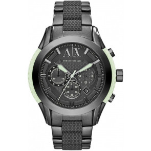 Watch strap Armani Exchange AX1385 Steel Anthracite grey 22mm