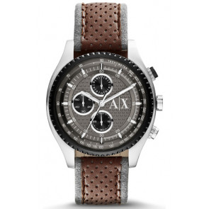 Watch strap Armani AX1601 Leather Brown