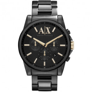 Watch strap Armani Exchange AX2094 Stainless steel Black 22mm