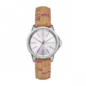 Watch strap Armani Exchange AX4349 Leather Light brown 18mm