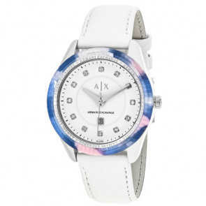 Watch strap Armani Exchange AX5437 Leather White 18mm