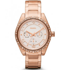 Watch strap Fossil BQ1089 Stainless steel Rosé 18mm