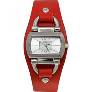Watch strap Fossil BQ1121 Leather Red 11mm