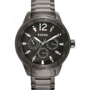Watch strap Fossil BQ1165 Stainless steel Anthracite grey 22mm