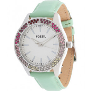 Watch strap Fossil BQ1221 Leather Green 18mm
