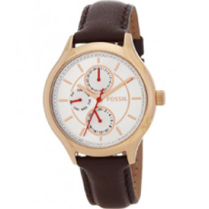 Watch strap Fossil BQ1587 Leather Brown 18mm