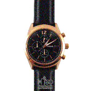 Watch strap Fossil BQ2079 Leather Black 22mm