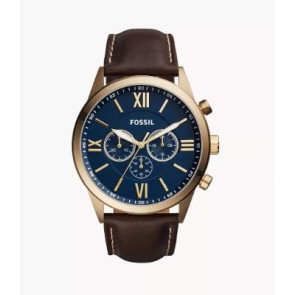 Watch strap Fossil BQ2095 Leather Dark brown 26mm