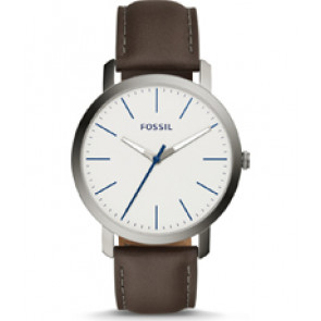 Watch strap Fossil BQ2349 Leather Dark brown 22mm