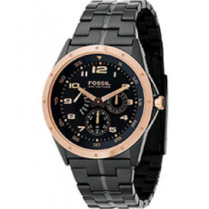 Watch strap Fossil BQ9348 Stainless steel Black 24mm