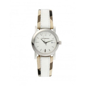 Watch strap Burberry BU1395 Leather/Textiles White