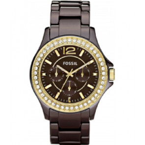 Watch strap Fossil CE1044 Ceramics Brown 18mm