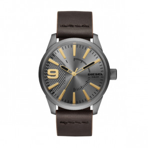 Watch strap Diesel DZ1843 Leather Dark brown 24mm