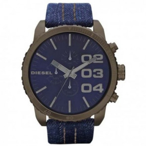 Diesel watch strap DZ4284 Leather/Textiles Blue 26mm + beige stitching
