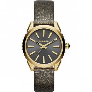 Watch strap Diesel DZ5476 Leather Dark brown 18mm