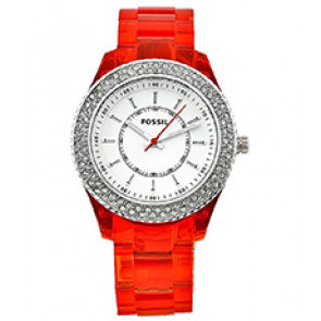 Watch strap Fossil ES2453 Plastic Red 18mm