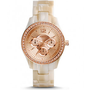 Watch strap Fossil ES3578 Plastic Beige 18mm
