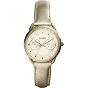 Watch strap Fossil ES3912 Leather Gold Toned 16mm
