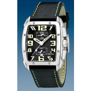 Watch strap Festina F16259/4 Leather Black 25mm