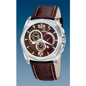 Watch strap Festina F16354-2 Croco leather Dark brown 24mm