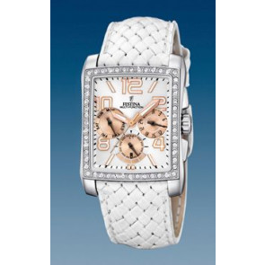Festina watch strap F16362-1 Leather White + white stitching
