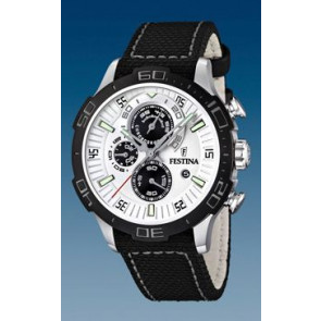 Watch strap Festina F16566 / F16566-1 Leather/Textiles Black 22mm