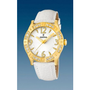 Watch strap Festina F16580-1 Leather Ivory 20mm