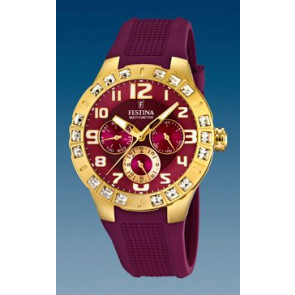 Watch strap Festina F16581-2 Rubber Bordeaux 15mm