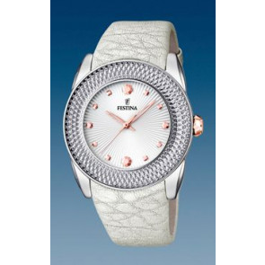 Watch strap Festina F16591-A Leather Cream white 24mm