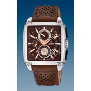 Watch strap Festina F20265-3 Leather Dark brown 24mm