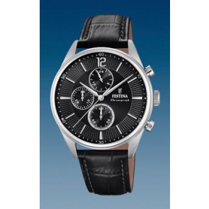 Watch strap Festina F20286 / F20286-4 / F20286-6 Leather Black 21mm